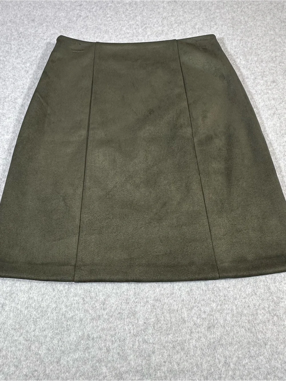 LOFT Olive High Waisted Green Faux-Suede A-Line Mini Skirt